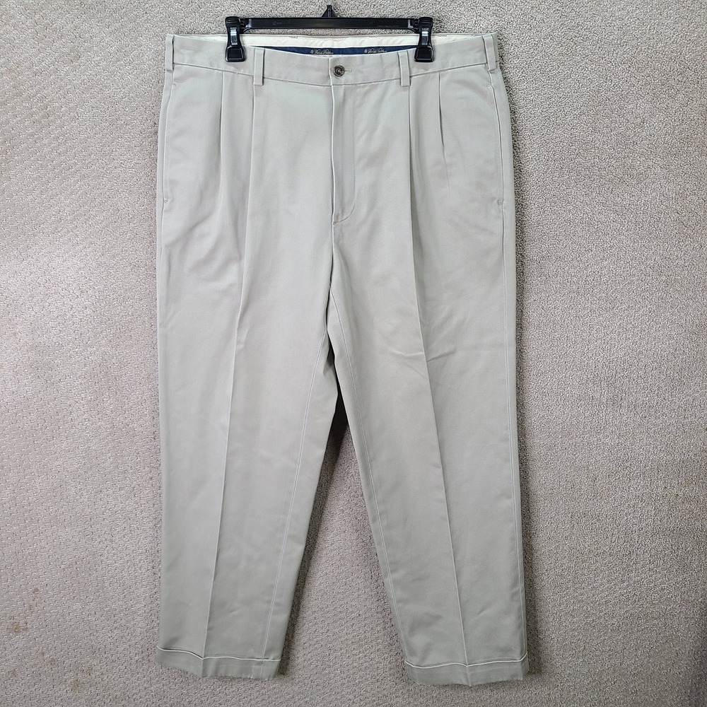 Brooks Brothers Pants Mens 38x29 Beige Elliot Advantage Chino Pleated Cotton